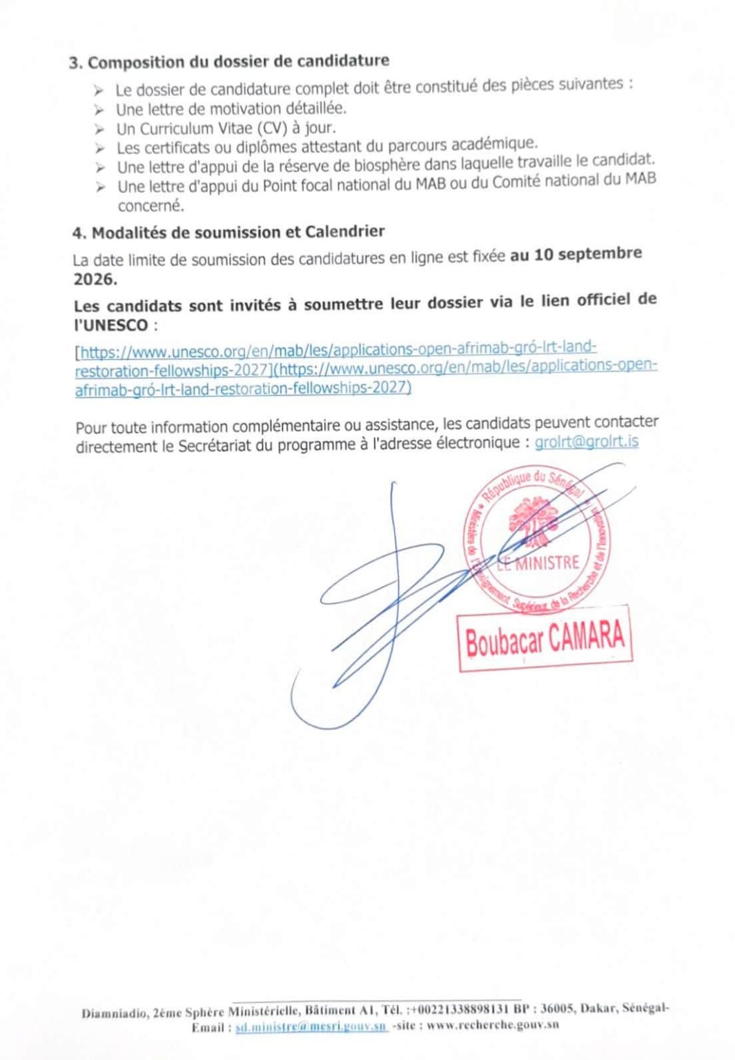Appel à candidature pour les bourses AfriMAB-GRÓ LRT 2027 de l’UNESCO ...
