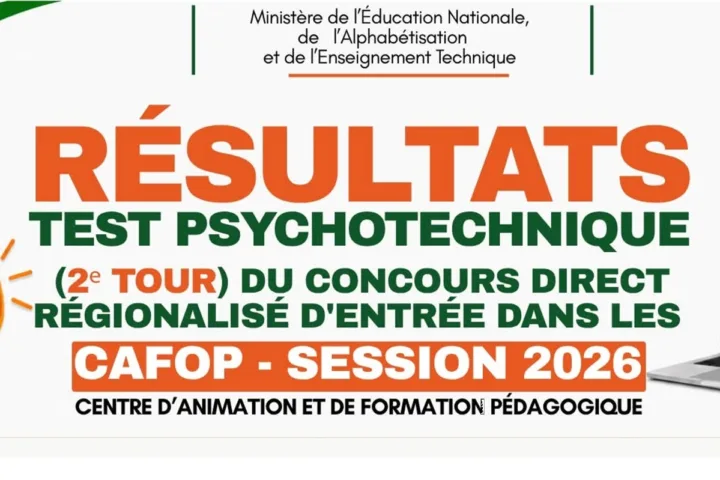 Côte d'Ivoire CAFOP les résultats du 2ᵉ tour du concours régionalisé d’entrée disponibles