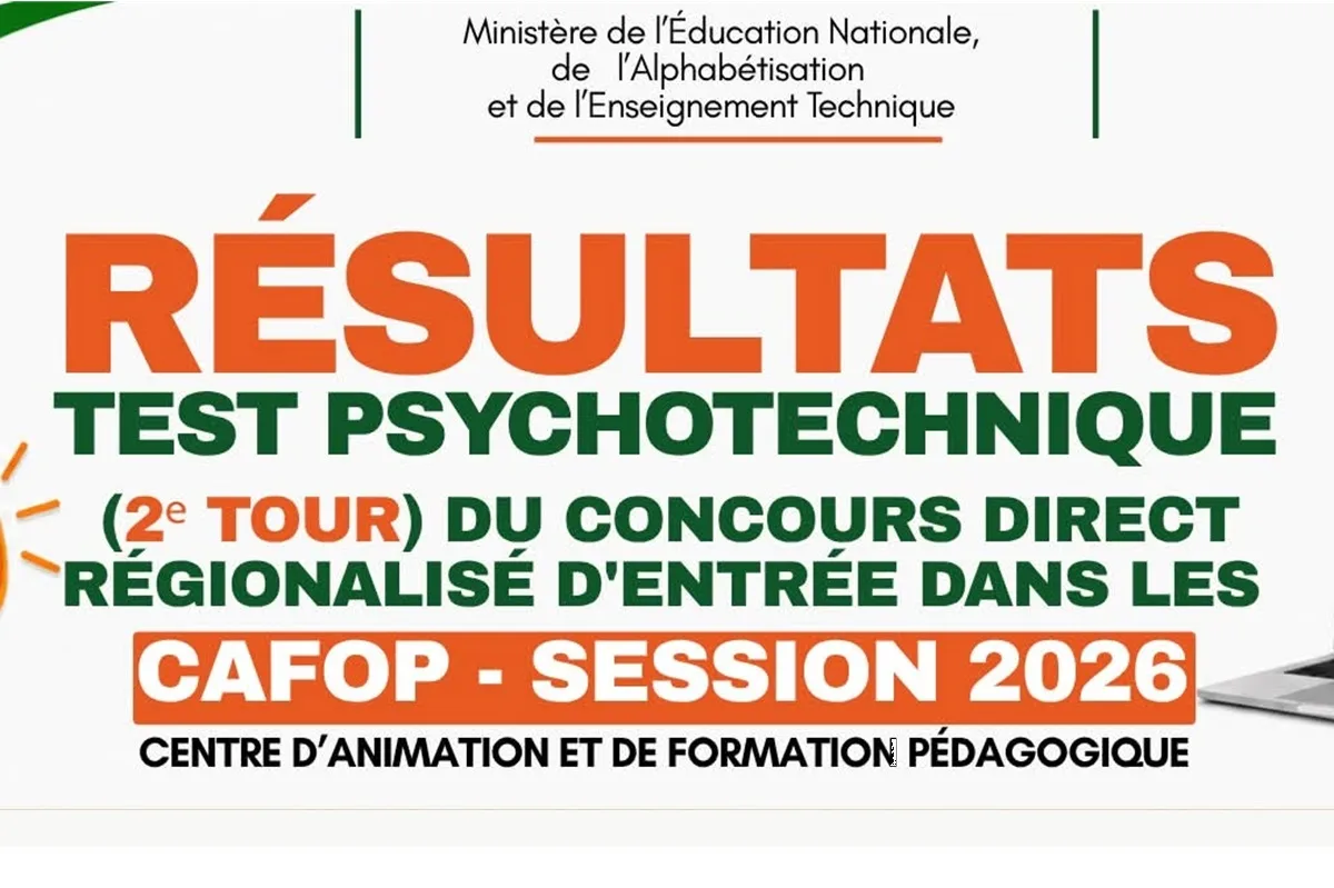 Côte d'Ivoire CAFOP les résultats du 2ᵉ tour du concours régionalisé d’entrée disponibles