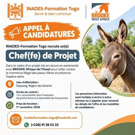 L'ONG Inades-Formation recrute 18 septembre 2026