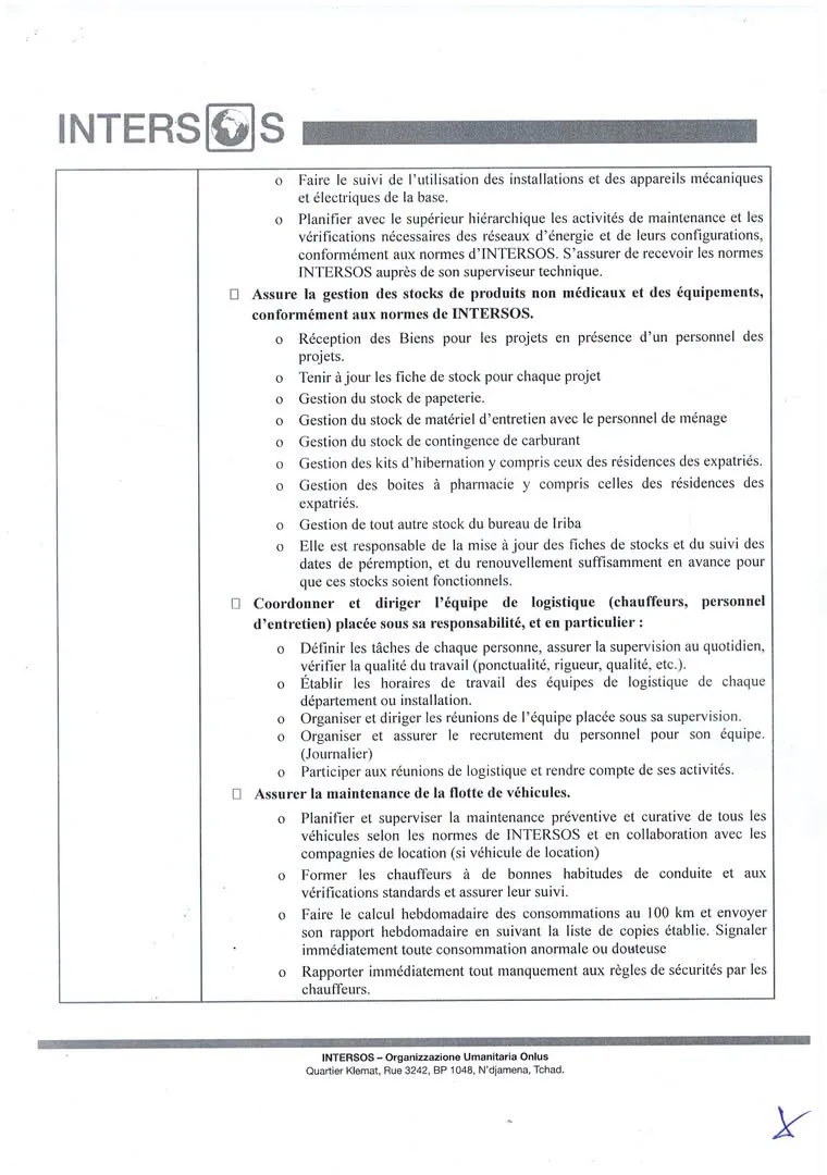 Opportunité de travail à l'ONG Intersos 17 septembre 2026