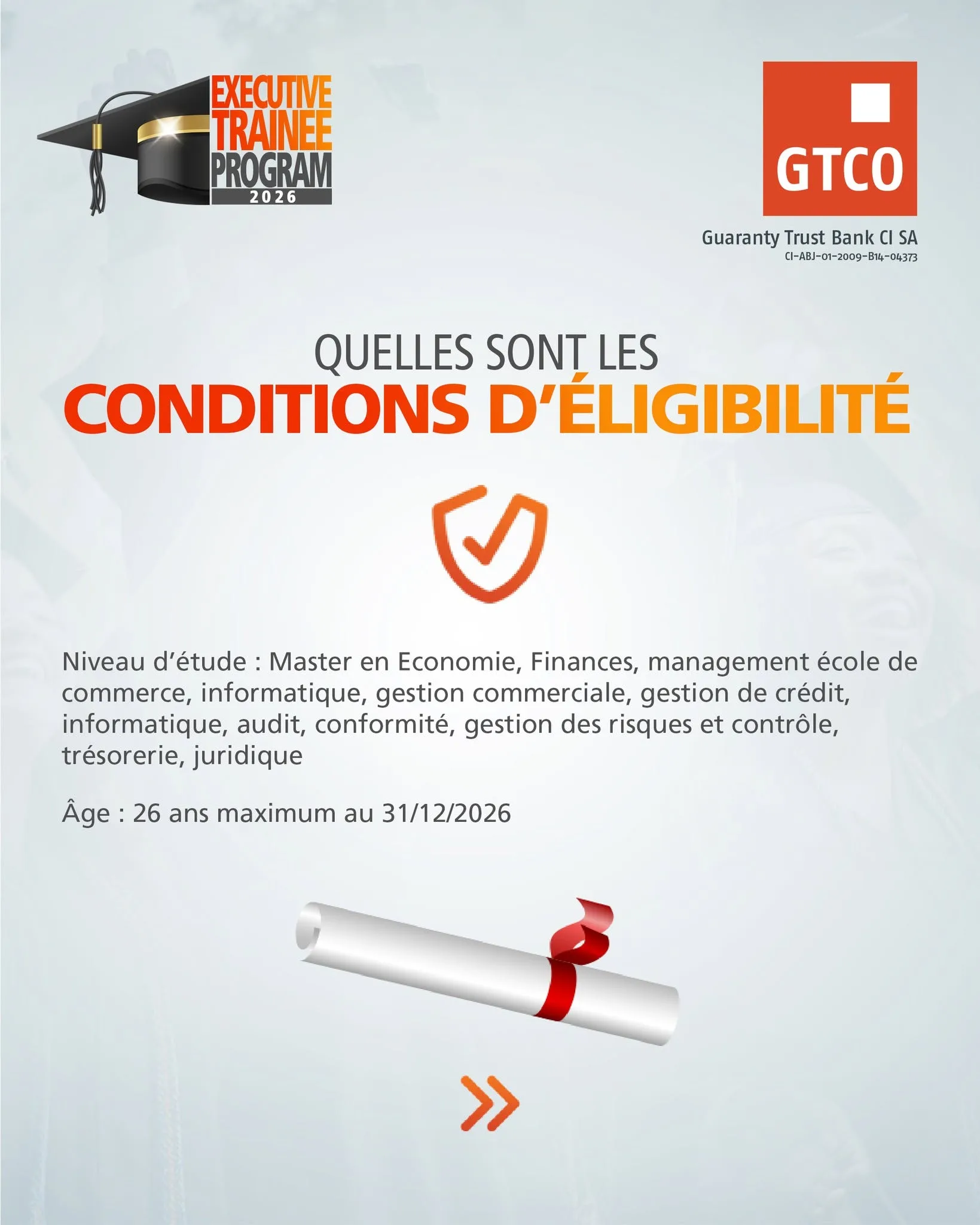 Programme de recrutement Executive Trainee 2026 de Guaranty Trust Bank