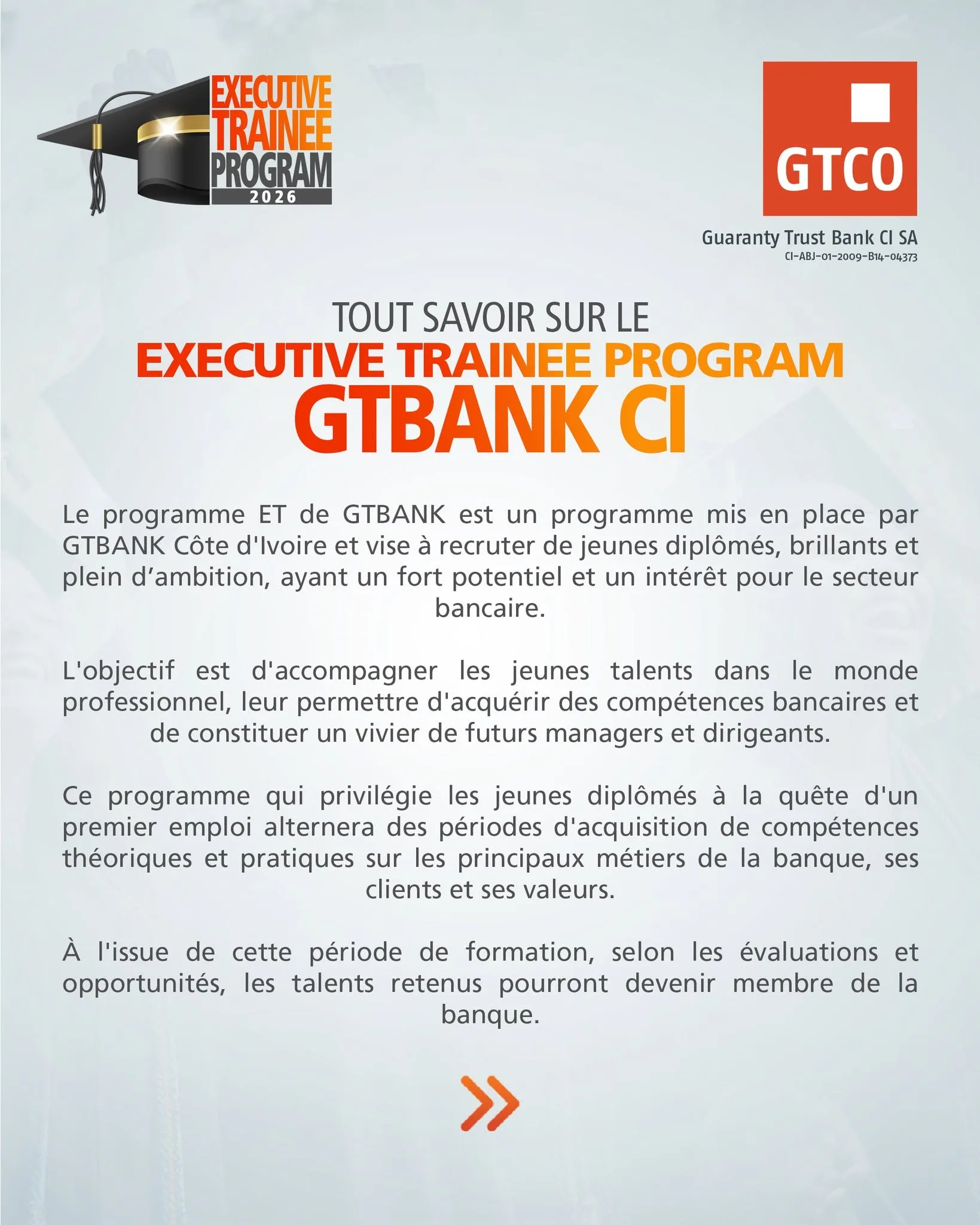 Programme de recrutement Executive Trainee 2026 de Guaranty Trust Bank