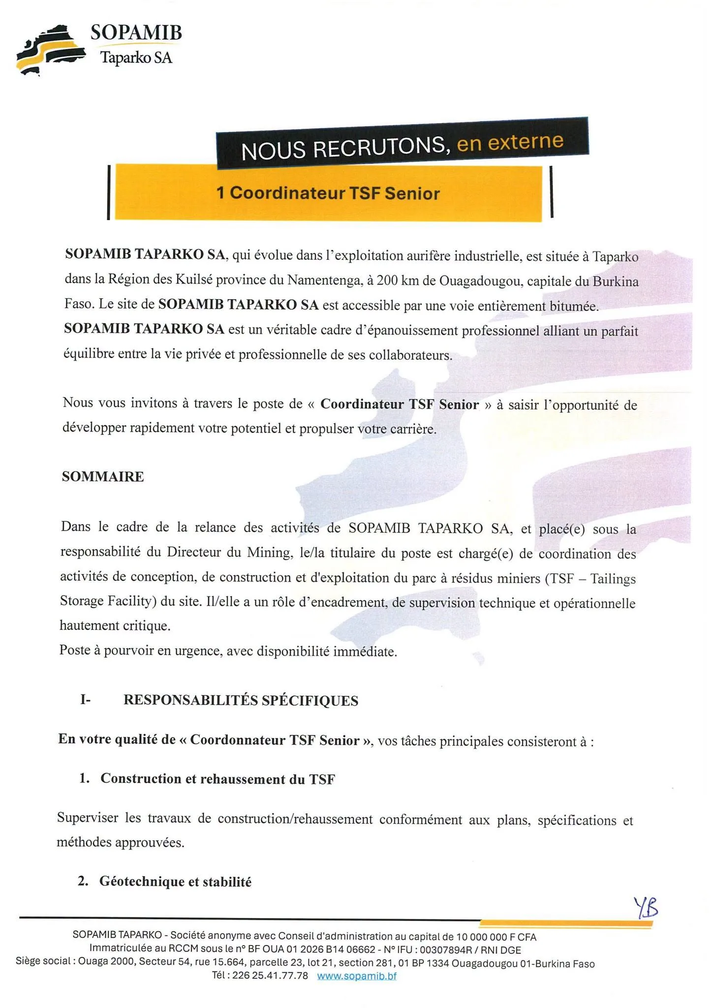 SOPAMIB recrute 09 septembre 2026