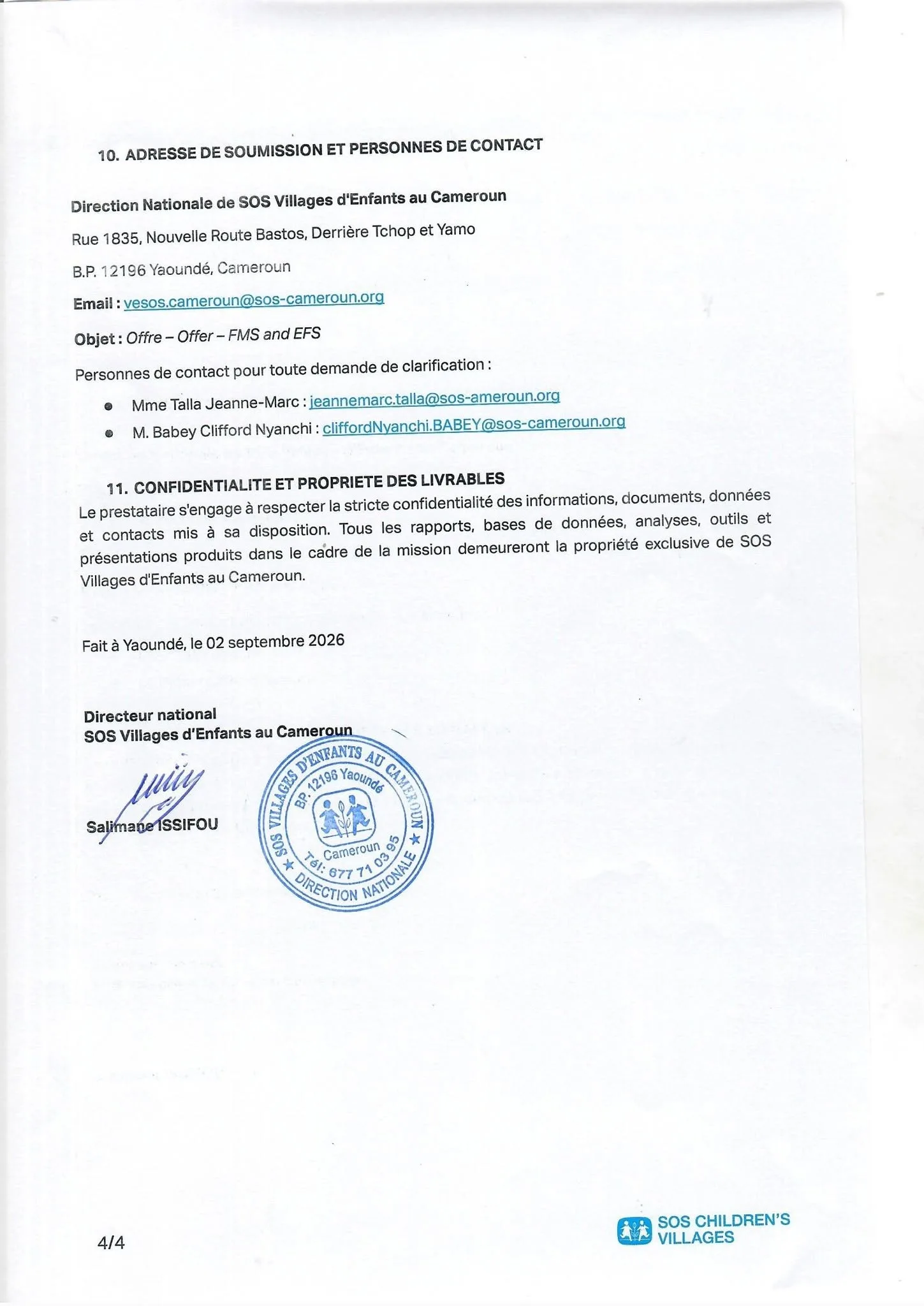 SOS Villages d’Enfants recherche un consultant 07 septembre 2026