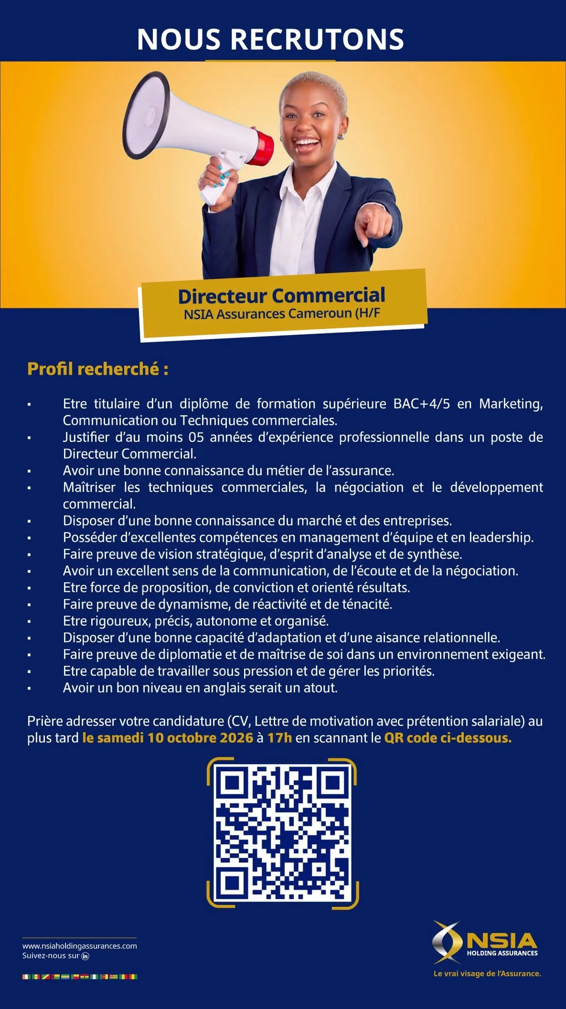 NSIA Assurances recrute 07 octobre 2026